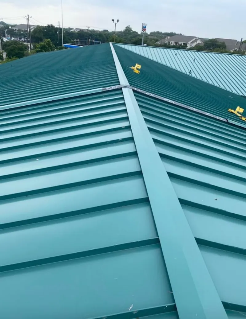 Green commercial metal roof ridge and valley for Metal Roof Repair in Ellenton